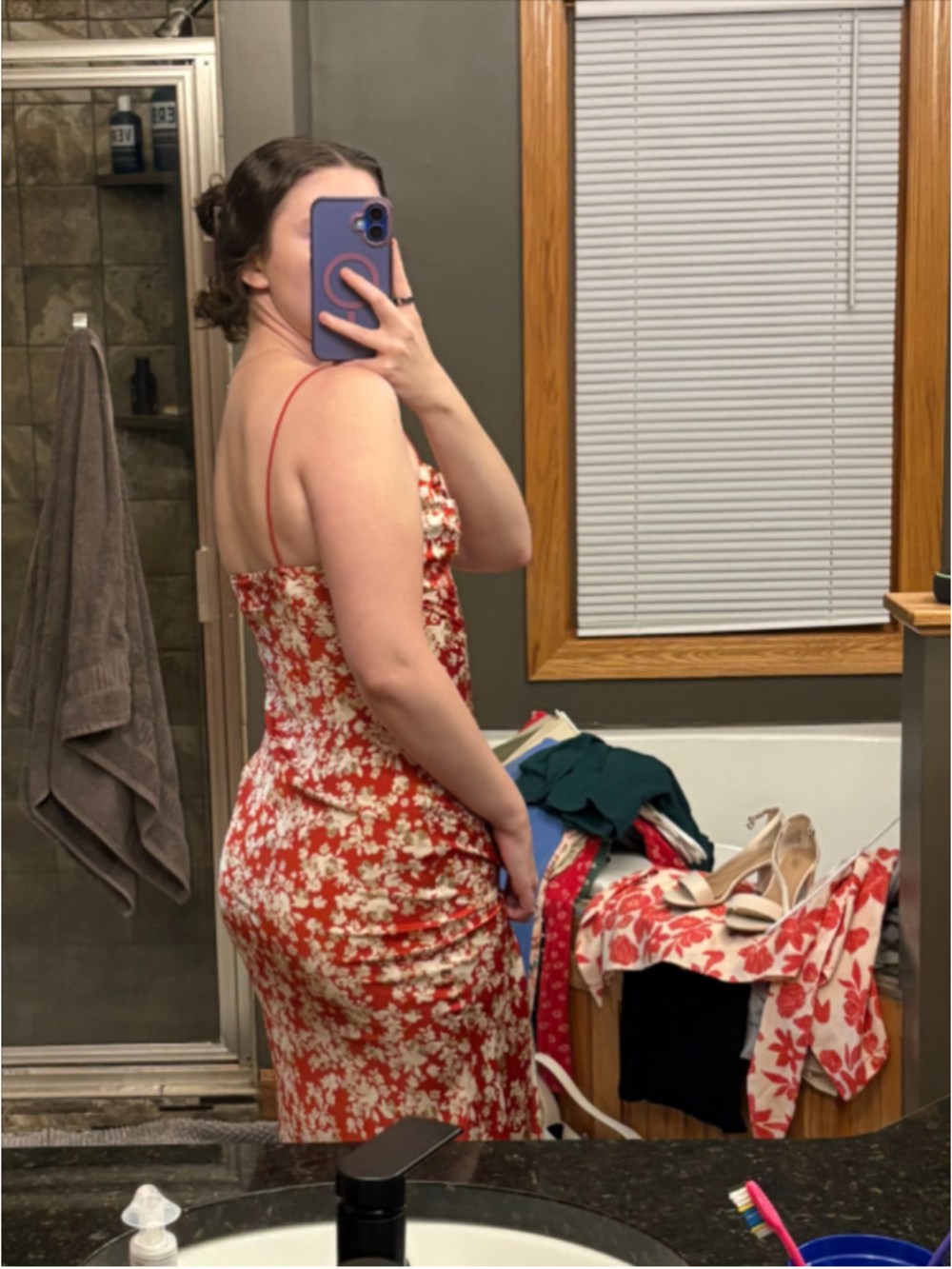 Hello Molly V-Neck Flora Maxi / Midi Dress with Thigh Slit XS - Picture 4 of 6